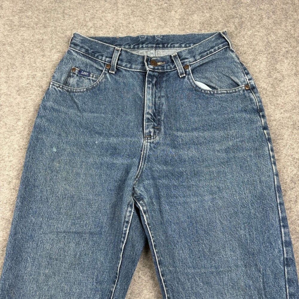 90s Lee Jeans Womens 28x32 Vintage High Waist Tapered Leg Blue‎ Denim Mom Jeans